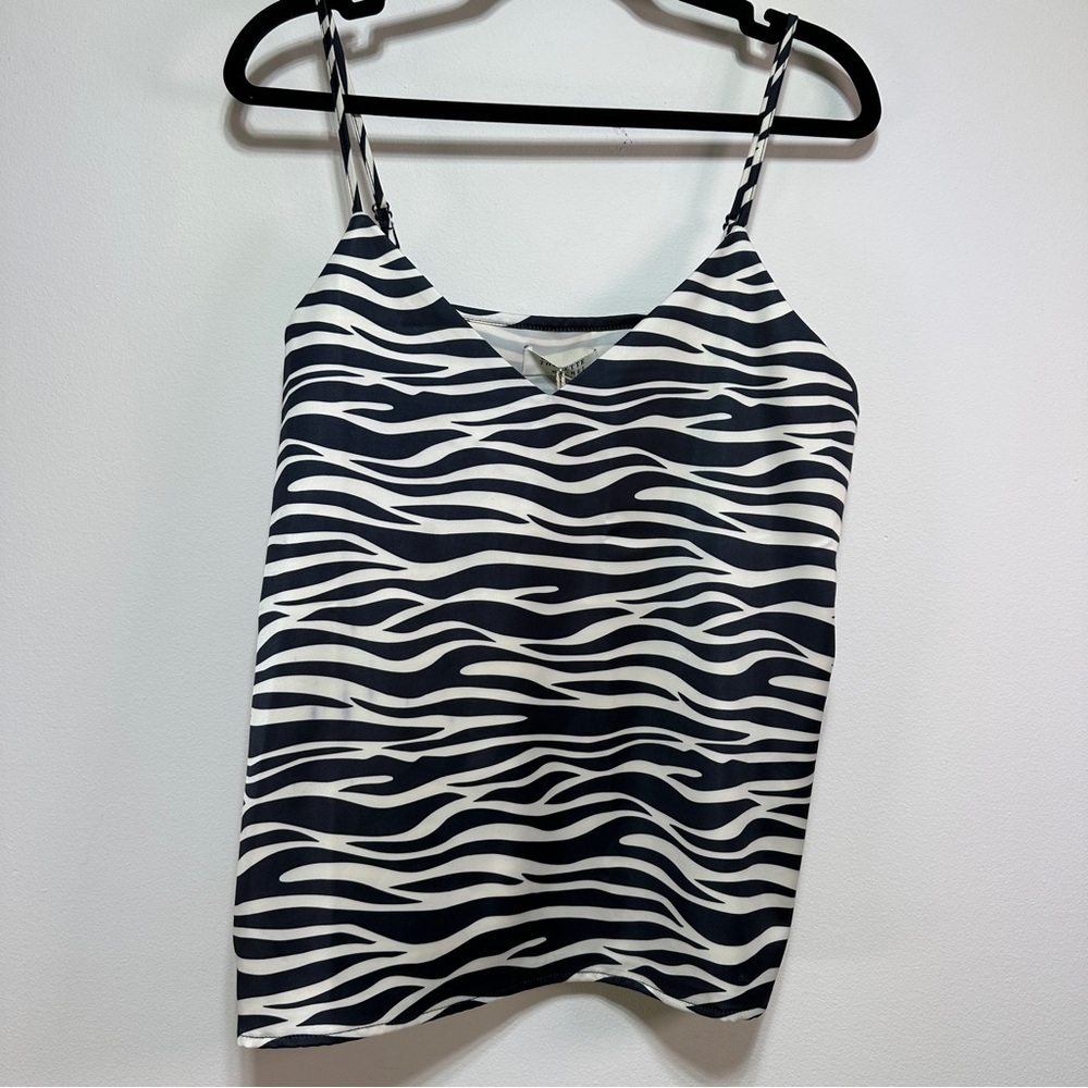 Brunette The Label Zebra Print Satin Cami Black White Size M/L NWT